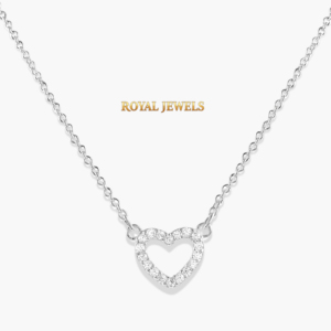 Collar con Colgante de Corazón, Plata 925, Bañado en Rodio, Moissanita, Circonita Cúbica, Engaste Pavé, para Mujer, Uso Diario Romántico - Product Image 1