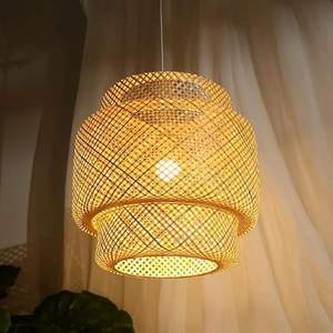 Abat-jour en bambou tissé à la main, style bohème vintage, couverture de lampe suspendue en rotin pour la décoration de la maison, fabriqué par KingCraftViet Wholesale - Product Image 1