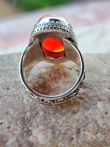 Carnelian Gemstone Designer <b>Ring</b> 925 <b>Silver</b> Handmade <b>Statement</b> <b>Ring</b> for Her Birthday Anniversary Party Wear Gift <b>Ring</b> - Product Image 5