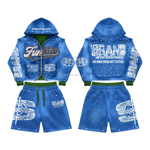 Custom Sweatsuit Track Short Set Nylon Polyester Suit <b>Summer</b> Two Piece Windbreaker Tracksuit Hoodie and Shorts <b>Jacket</b> Sets <b>Men</b> - Product Image 2