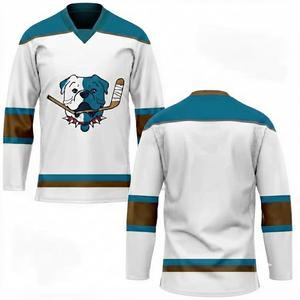 Jersey de Hockey sobre Hielo con Estampado Digital Azul Marino Personalizado, Tela de Malla de Secado Rápido, Cuello en V, Mangas Largas, Nombre del Equipo/Números/Jugador - Product Image 1