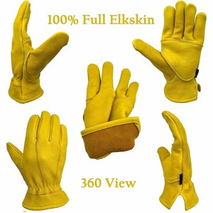 Top-grade Heavy-duty Cowhide Grain Leather Adjustable <b>Wristlet</b> Anti-static Driver Work Gloves Breathable Industrial Safety - Product Image 6