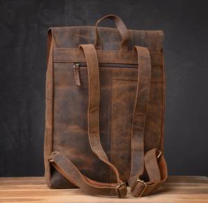 Custom Genuine Leather Backpack Large Capacity Travel <b>Laptop</b> <b>Bag</b> Waterproof Real Leather <b>Rucksack</b> School <b>Bag</b> LBK-0153 - Product Image 2