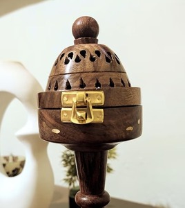 Wooden Bakhoor Burner <b>Boho</b> Meditation <b>Decor</b> Styles By Whimsy art craft - Product Image 3