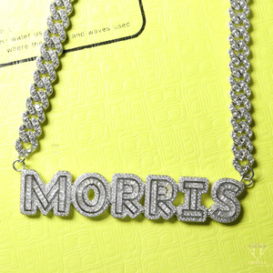 Luxury Custom Bubble <b>Letter</b> Pendant Necklace Iced Out Cuban Chain Moissanite Jewelry Wholesale - Product Image 1
