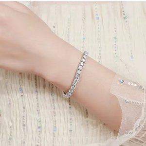 Pulsera de cadena tipo tenis de platino pt950 con diamantes naturales y oro blanco de 18k, regalo para novia, San Valentín, joyería fina de lujo. - Product Image 1