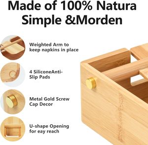 Porte-serviettes en bambou rustique haut de gamme, distributeur de papier absorbant en bambou plat avec bras lesté pour la restauration en gros - Product Image 5