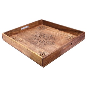 Bandeja de Servicio de Madera de Mango con Acabado Natural, Diseño Único, de la Mejor Calidad, Precio al por Mayor, para Suministro a Restaurantes y Hoteles - Product Image 1