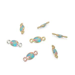 Ethiopian Opal 18k Solid Gold <b>Spacer</b> Connector / Handmade Bracelet Finding / Necklace Gold Findings / Fire Gemstone 4x6MM - Product Image 3