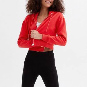 Fashionable Comfortable Women's <b>Zip</b>-<b>Up</b> Cotton <b>Cropped</b> Sweatshirt Casual Gym Wear Breathable Eco-Friendly Sweatshirts For Women - Product Image 3