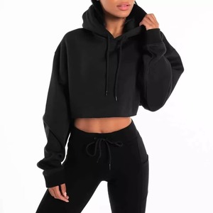 Top Corto Acolchado de Moda 2023, Sudadera con Capucha de Manga Larga, Ropa Deportiva de Forro Polar para Mujer, Invierno - Product Image 1