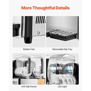 Macchina Professionale per Bevande Ghiacciate con Doppio Serbatoio da 4L in Acciaio Inox, per Margarita e Smoothie, 32 Bicchieri, in Materiale PC - Product Image 6