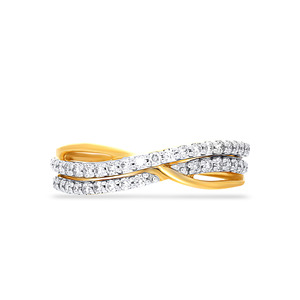 Anillo de Diamantes Dreamy Dazzle, Elegante Anillo de Oro Amarillo con Detalles de Diamantes - Acabado Pulido, Banda Trenzada, Regalo de Aniversario - Product Image 3