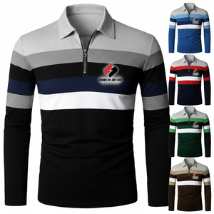 Camisa Polo para Hombre, 100% Algodón, Tejido Transpirable, Manga Larga, Estampado Informal con Bordado - Product Image 5