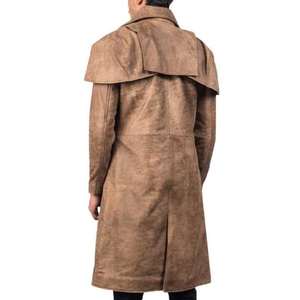 Manteau long pour homme, doublé de fourrure, mi-long, style uniforme, en cuir, épais et chaud, pour l'hiver, décontracté et professionnel, personnalisable - Product Image 3