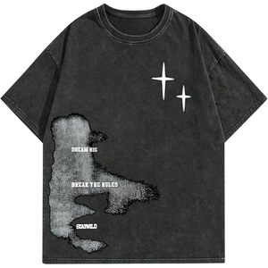 T-shirt Homme Grande Taille Col Rond Manches Courtes Streetwear Imprimé Lettres 100% Coton 280 g/m² Coupe Oversize - Product Image 3