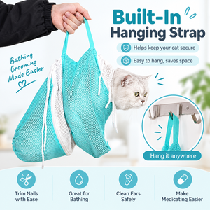 Multifunctional Cat Bathing Bag Adjustable Anti-Scratch Pet Grooming Mesh Bag <b>for</b> <b>Bath</b> Nail <b>Trim</b> Ear Cleaning Medicine Feeding - Product Image 4