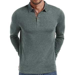 Camisa Polo Clásica para Hombre, Manga Corta o Larga, Cuello con Botones, Color Sólido, Estilo Casual - Product Image 2