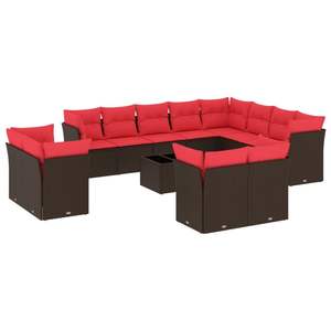 Juego de sofás de patio de ratán sintético marrón de 13 piezas con cojines, muebles duraderos para exteriores - Product Image 2