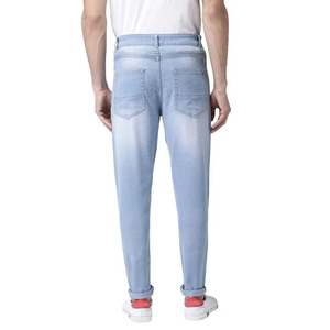 Pantalon en jean bleu délavé effet neige pour homme, respirant, de haute qualité, personnalisable, vente en gros, décontracté - Product Image 3