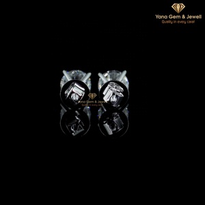 4 TCW Pendientes Solitarios Redondos para Uso Diario con Diamante Cultivado en Laboratorio CVD, Oro Sólido de 14K, Color D, Claridad VVS2, Certificado IGI - Product Image 3