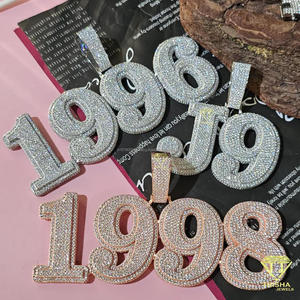 Collana con ciondolo personalizzato <span class=keywords><strong>1998</strong></span>, con diamanti coltivati in laboratorio, catena cubana, gioielli hip hop per uomo e donna - Product Image 4