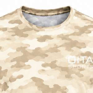 Camiseta Deportiva Beige con Estampado de Camuflaje para Hombre, Manga Corta, Cuello Redondo, Ligera, para Entrenamiento, Fitness, Running y Deportes - Product Image 6