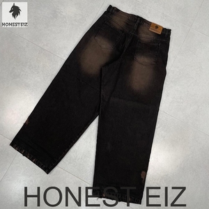 HONEST EIZ Jeans de mezclilla para hombre, ligeros, de talle alto, de pierna ancha, desgastados y rotos, 100% algodón, lavados a la piedra, pantalones casuales de verano - Product Image 4