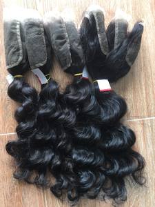 WHLESALE Conjunto de paquete de cabello humano de onda natural con cierre/Paquete de cabello totalmente natural frontal - Product Image 6