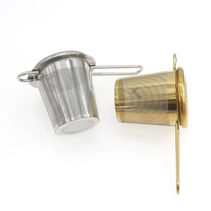 Golden Stainless Steel Tea <b>Strainer</b> with Lid Fine Mesh Infuser for Herbal Tea and Spices <b>Colander</b> - Product Image 5
