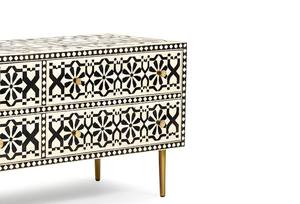 Console moderne artisanale en os incrusté, écologique, avec motif géométrique méditerranéen, meuble de rangement d'entrée - Product Image 5