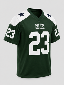 Camiseta de Fútbol Americano RITS para Hombre, Verde y Blanca, Número 23, Cuello en V, Manga Corta, Poliéster que Absorbe la Humedad, Ropa Deportiva de Equipo, Precio Económico - Product Image 2