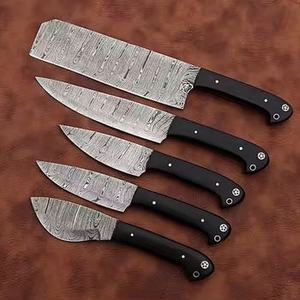 Ensemble de couteaux de chef en acier Damas 5 pièces, manche en bois, couteaux de cuisine professionnels pour la maison et la restauration, vente chaude - Product Image 1