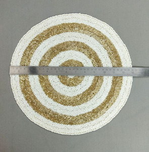 Modern Gold White Beaded <b>Placemat</b> <b>Round</b> Handmade Seed Bead Table Mat Elegant Spiral Design Dining Table Decor Home Decoration XL - Product Image 5