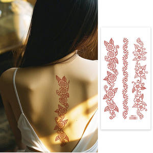 Autocollants de tatouage au henné brun en gros pochoirs Mehndi de mariée imperméables pour les mains et les pieds Art corporel temporaire pour les femmes - Product Image 6