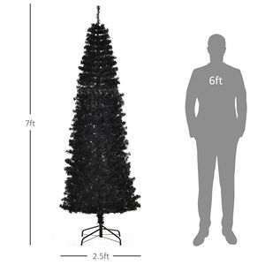 Árbol de Navidad Artificial de Abeto Douglas Delgado de 7 pies sin Luces, con Ramas Realistas Estilo Lápiz, para Decoraciones Realistas de Halloween - Product Image 5