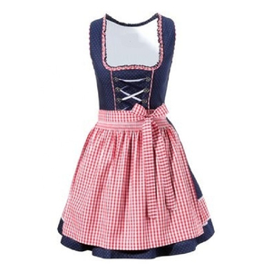 German <b>Oktoberfest</b> Women Dirndl <b>Dress</b> Knee-Length Button Cotton Breathable Bavarian Beer Party Costume Floral Print Embroidery - Product Image 1