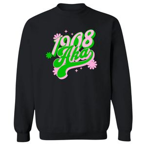 Sudadera Negra 1908 Alpha con Gráficos, Cuello Redondo, Manga Larga, Puños Acanalados, Informal, para Mujer, Top de Felpa, Moda Urbana - Product Image 1