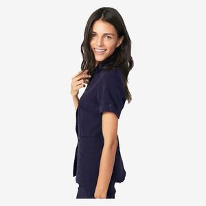 Haut de blouse médicale classique, uniforme d'infirmière d'hôpital, tissu extensible flexible, col en V, vêtements de travail unisexes - Product Image 2