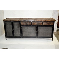 Meuble de rangement convertible vintage industriel en métal avec tiroirs supérieurs, écologique et luxueux, pour salon et bureau à domicile