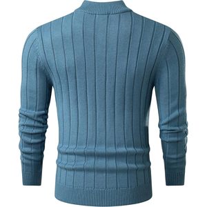 2025 suéter informal de manga larga con botones y cuello levantado para hombre, suéter de mezcla de lana, tejido de Cable con Cachemira, decoración cálida con estampado de invierno - Product Image 3