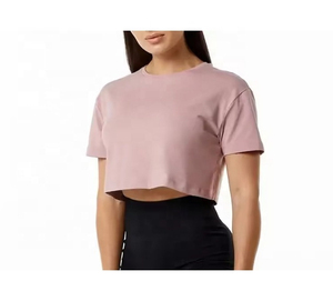 เสื้อยืดครอปท็อปสำหรับผู้หญิง ผ้าฝ้าย 100% ระบายอากาศได้ดี สวมใส่สบาย เหมาะสำหรับออกกำลังกาย ดีไซน์ล่าสุด รับผลิตแบบ OEM ขายส่ง - Product Image 5