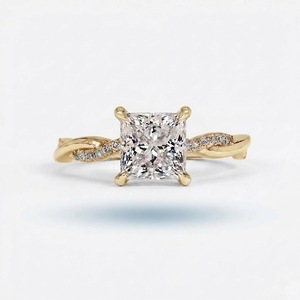 Bague de fiançailles élégante en diamant de laboratoire CVD taille princesse 1,16 carat VS1 couleur E avec bande torsadée et diamants latéraux pour femme - Product Image 3