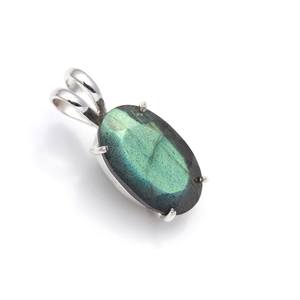 Pendentif ovale en labradorite grise naturelle, argent sterling 925, fait main, délicat, vintage, bijou en pierre précieuse, cadeau pour enfants - Product Image 3