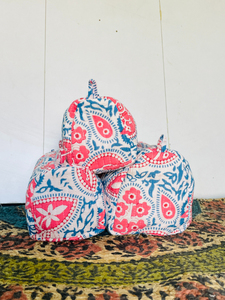 Block Printed Toiletry Bag, Cotton Quilted Bag, Toiletry Bag, Elegant Quilted Floral Cosmetic Travel <b>Cases</b>, Toiletry Bags - Product Image 4