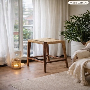 Tabouret en bois écologique de haute qualité, design rustique, fait main, léger, gain de place, meuble de salon, ottoman pour la maison, école - Product Image 1