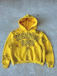 Custom Oversized Distressed <b>Zip</b> Up Hoodie Heavyweight Cotton Vintage Washed Streetwear Full <b>Zip</b> <b>Hooded</b> Sweatshirt for Men Women - Product Image 6