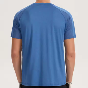 Nouveau T-shirt décontracté gris à manches courtes et col rond pour homme 2026, couleur unie, tricoté, respirant, séchage rapide, en tissu jersey polyester/coton - Product Image 2