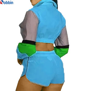 Conjunto Deportivo Corto para Mujer, Estilo Urbano, Transpirable, Cortavientos, Tallas Grandes, Primavera-Verano, Ligero, de Nailon Estampado - Product Image 6