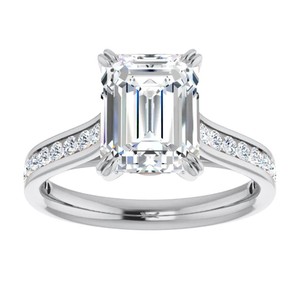 Moissanite <b>Emerald</b> Cut Prong Set 925 Sterling <b>Silver</b> Gold Plated Luxury Solitaire Engagement Wedding <b>Ring</b> for Women's 4 Gram - Product Image 1